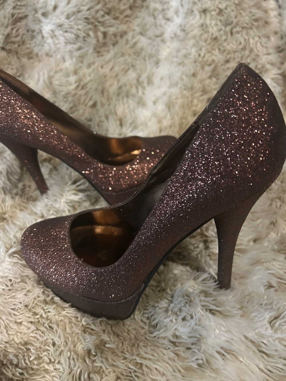 JustFab Bronze Glitter Platform Pump